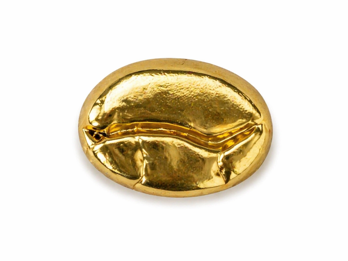 Big Coffee Bean Brooch – Oversized Gold Statement Pin