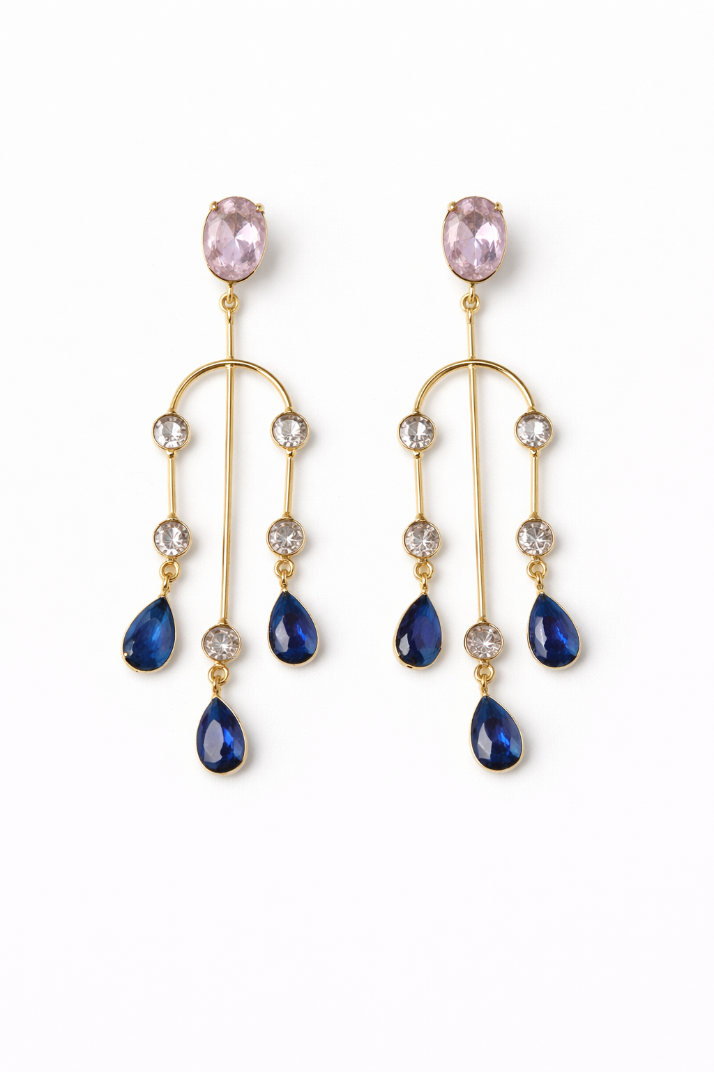 Sapphire Cascade Chandelier Earrings – Blue Crystal Statement Drops