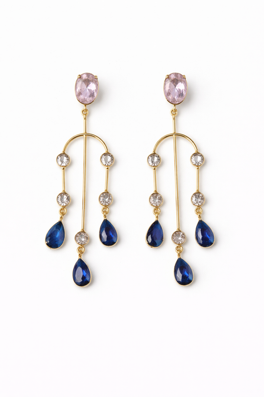 Sapphire Cascade Chandelier Earrings – Blue Crystal Statement Drops