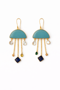 Celestial Cascade Earrings – Turquoise &amp; Sapphire Charm Drops