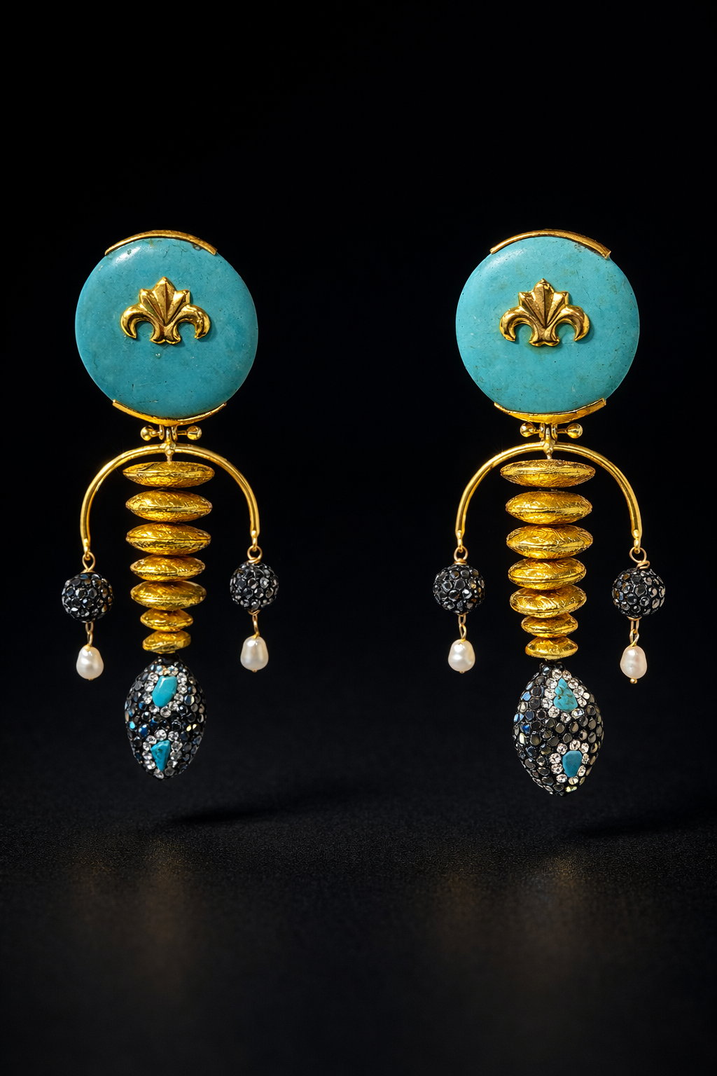 Turquoise Noir Luxe Earrings – Statement Drop Earrings