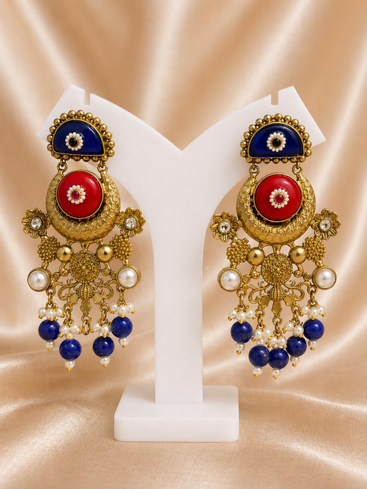 Nazar Noor Chandbali Earrings – Royal Multicolor Statement Earrings
