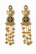Noir Kundan Tassel Statement Earrings
