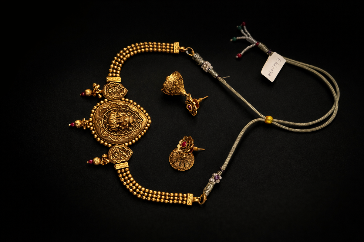 Lakshmi Antique Temple Necklace Set