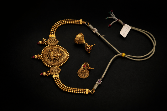Lakshmi Antique Temple Necklace Set