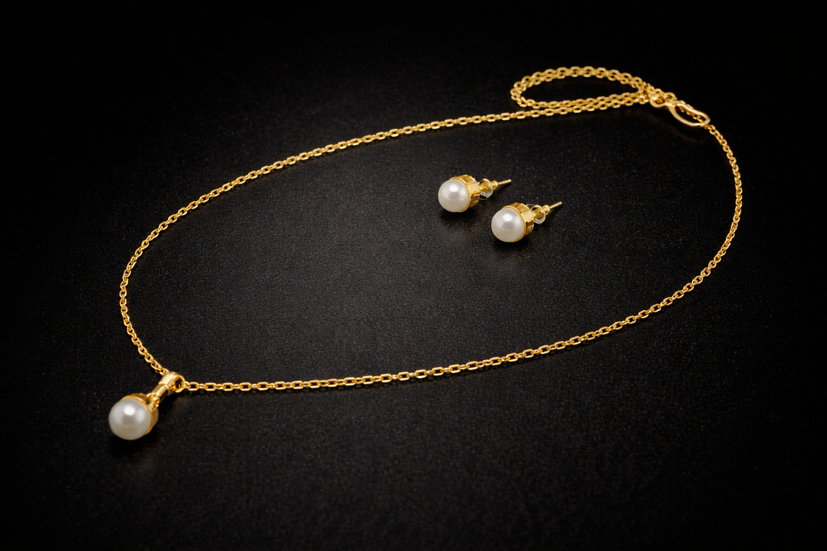 Classic Pearl Pendant Necklace Set