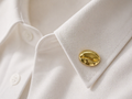 Golden Coffee Bean Collar Brooch – Minimalist Gold Lapel Pin
