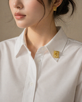 Golden Muse Collar Brooch Set – Artistic Face Lapel Pins