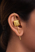 Engraved Square Gold Ear Cuff - Etti Kapoor